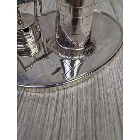 Victorian Silver Plated Novelty Cruet Set with Engraved Windmill Style Pepper Po - Picture 4 of 15